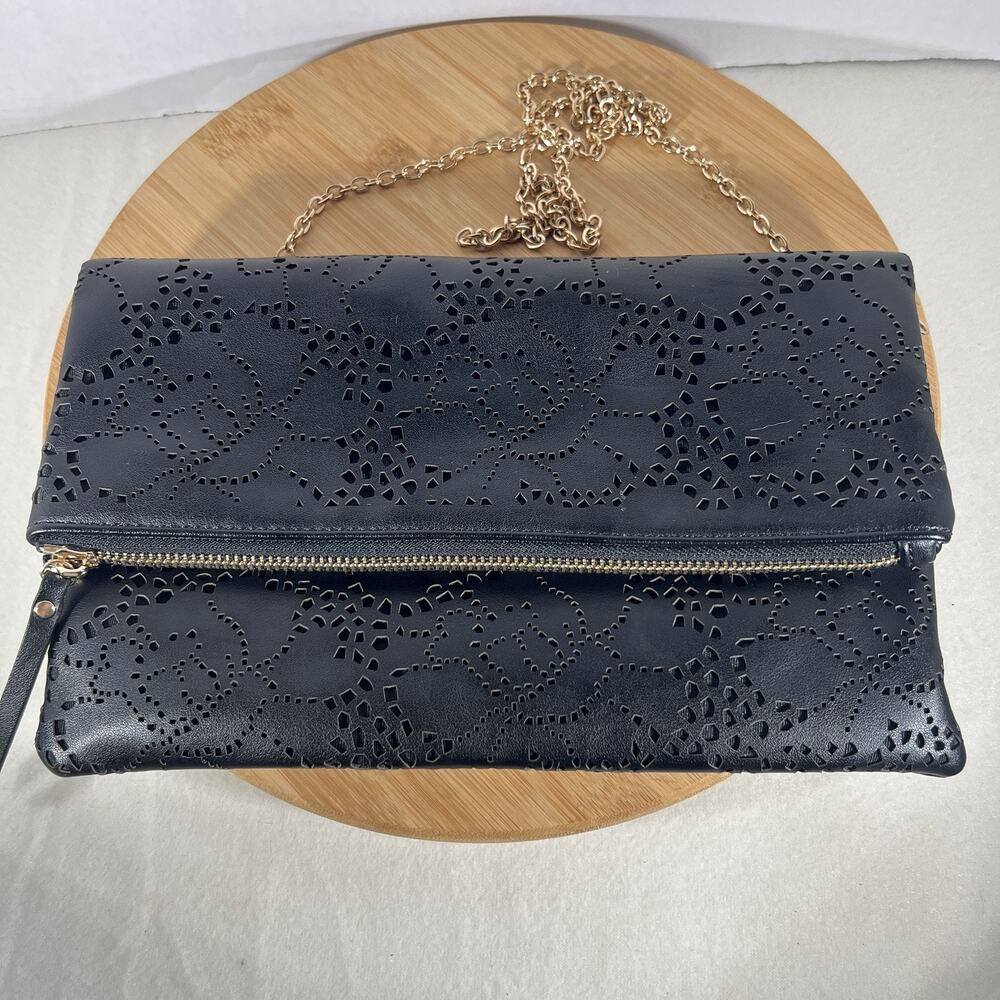 Urban Expressions Karian Vegan Leather Clutch Crossbody Bag Black Purse